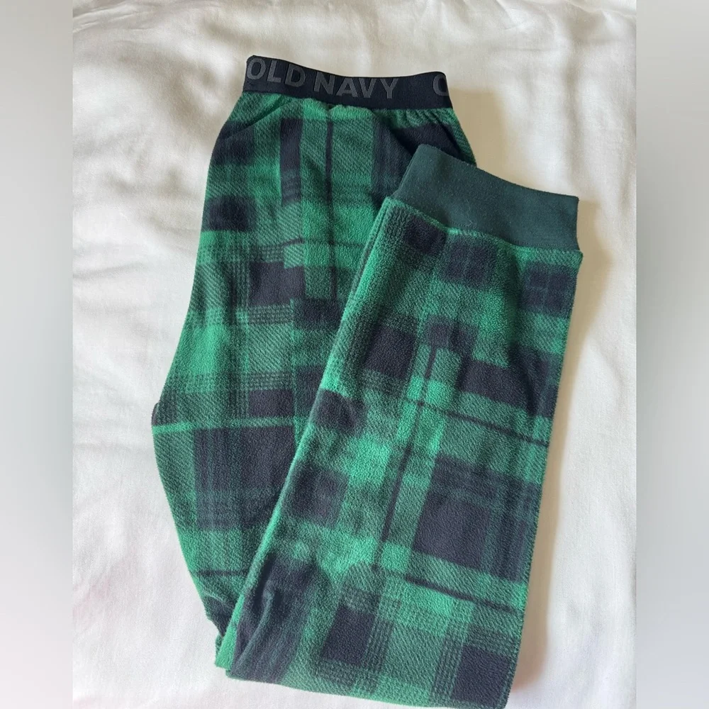 Old Navy Boys' Green and Black Plaid pajamas pj pants size XL 14 16